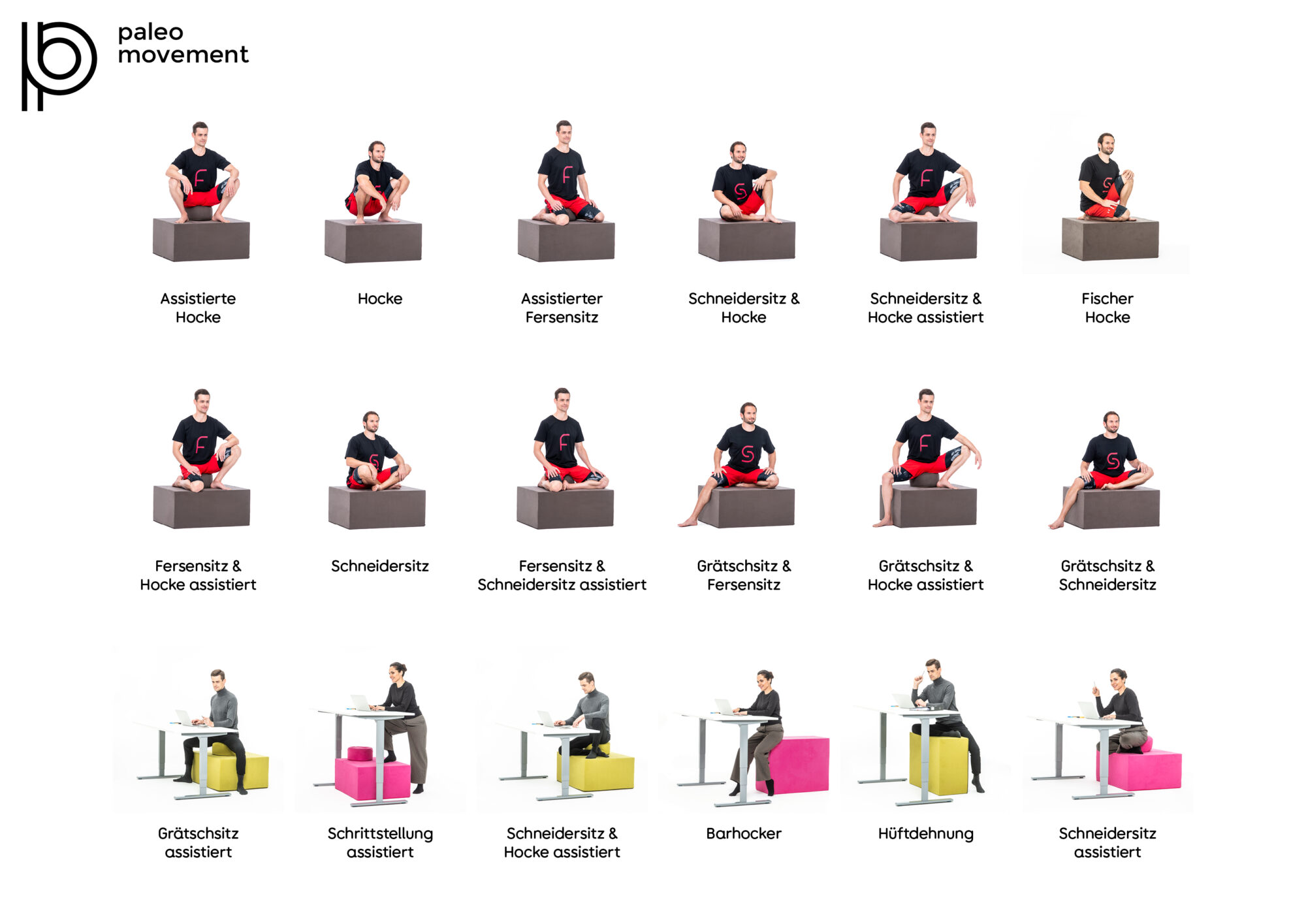 paleo chair Sitzpositionen